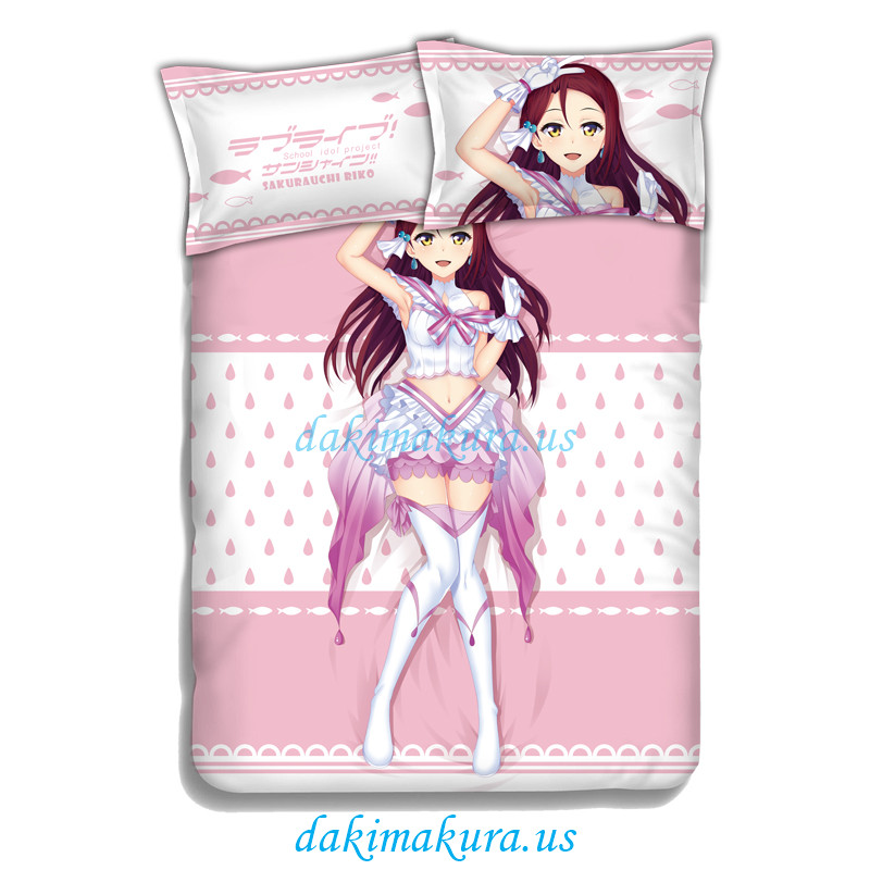 Sakurauchi Riko-LoveLive Sunshine Anime 4 Pieces Bedding Sets,Bed Sheet Duvet Cover with Pillow Covers
